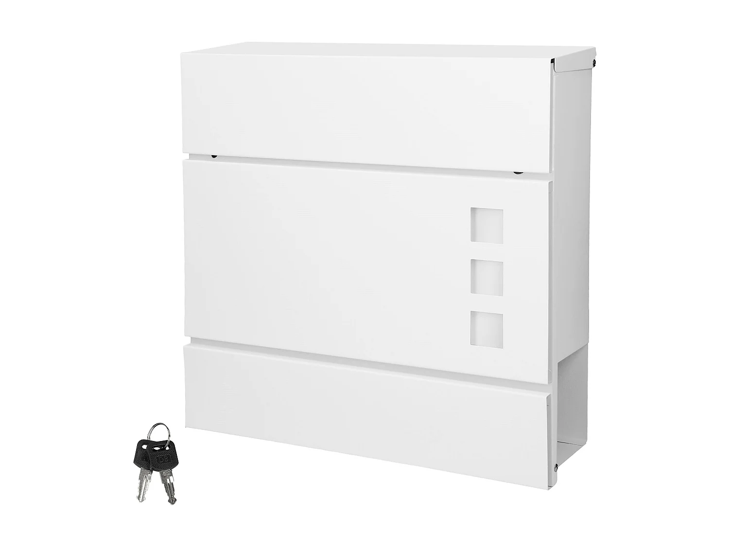 Boîte aux lettres moderne blanc avec compartiment à journaux en acier 2 clés