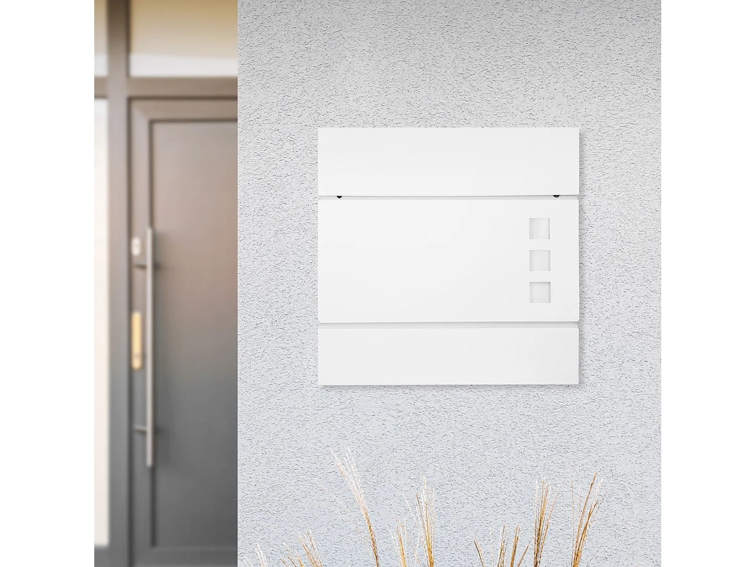 Boîte aux lettres moderne blanc avec compartiment à journaux en acier 2 clés