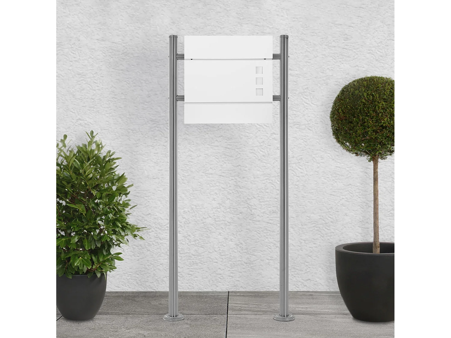 Boîte aux lettres avec support boîte postale blanc moderne avec 2 clés incluses