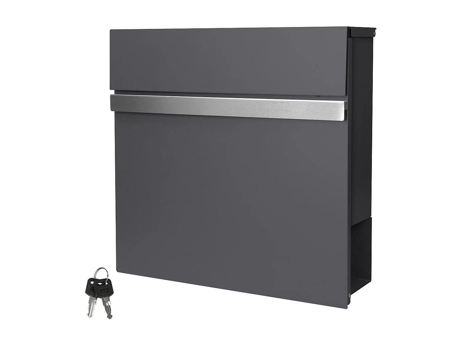 Cassetta delle lettere moderno da parete con portagiornale 2 chiavi acciaio inox