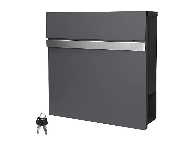 Boîte aux lettres murale en acier anthracite avec compartiment à lettres 2 clés