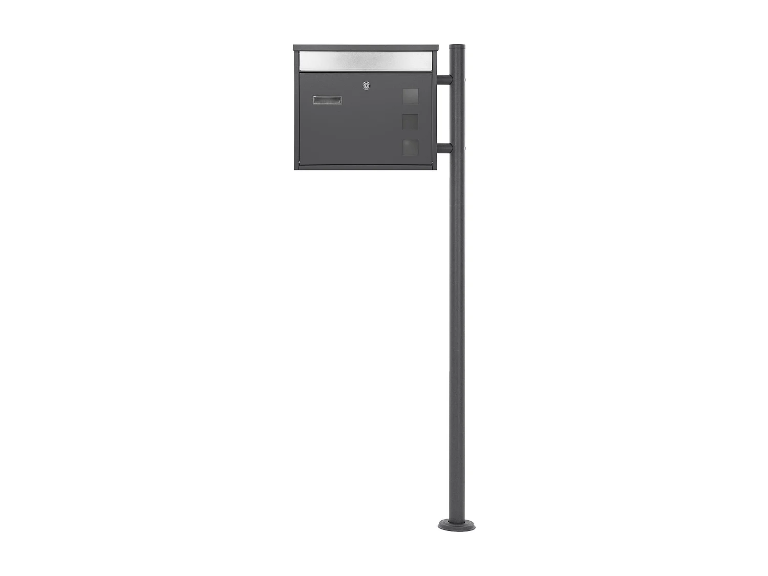 Boîte aux lettre avec plaque acier mailbox sur pied et support anthracite 120 cm