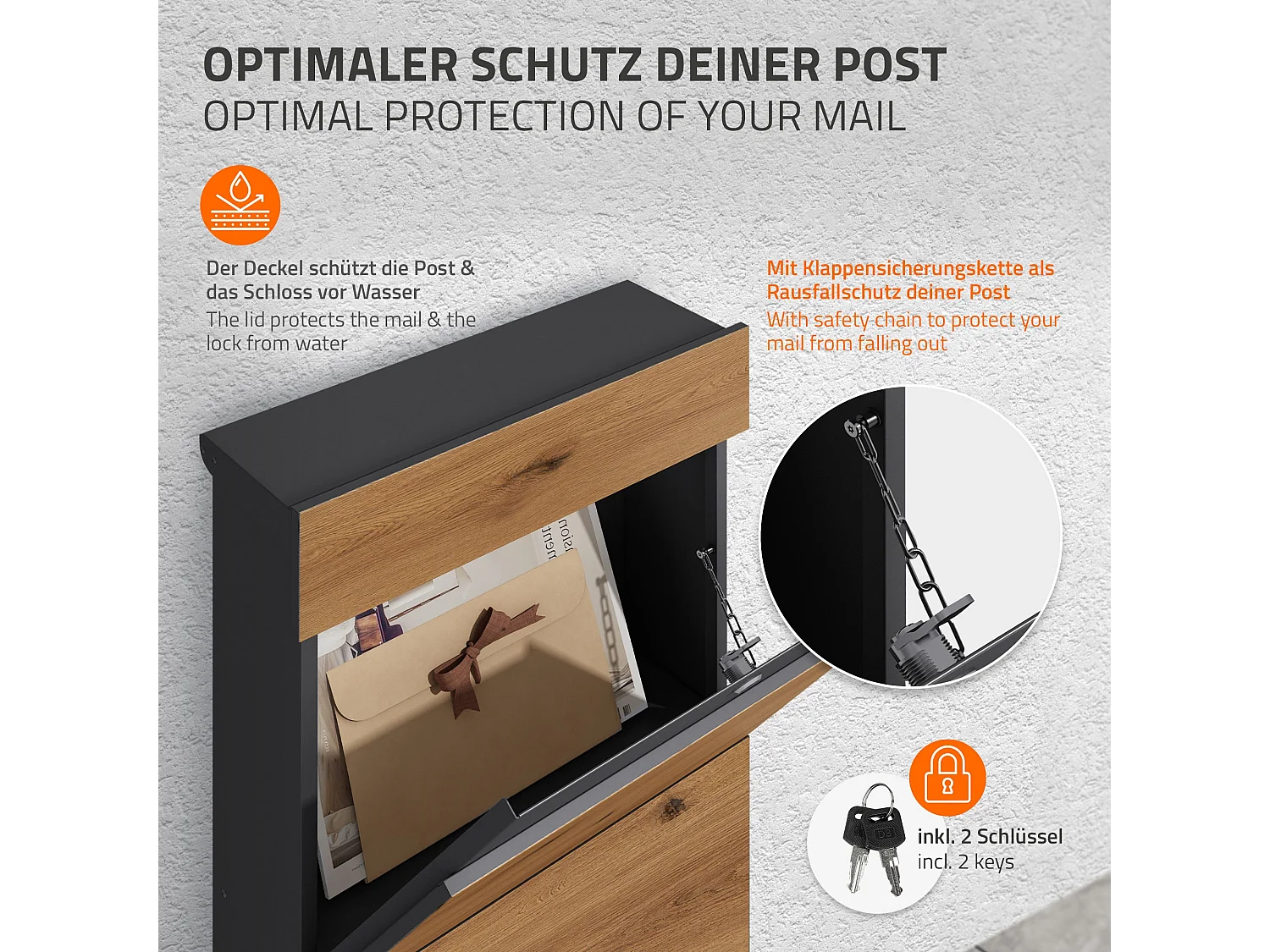 Boîte aux lettres sur pied acier brun aspect bois 39,5x14,1x115 cm boîte postale