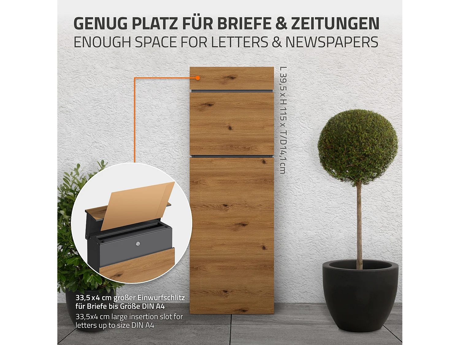 Boîte aux lettres sur pied acier brun aspect bois 39,5x14,1x115 cm boîte postale