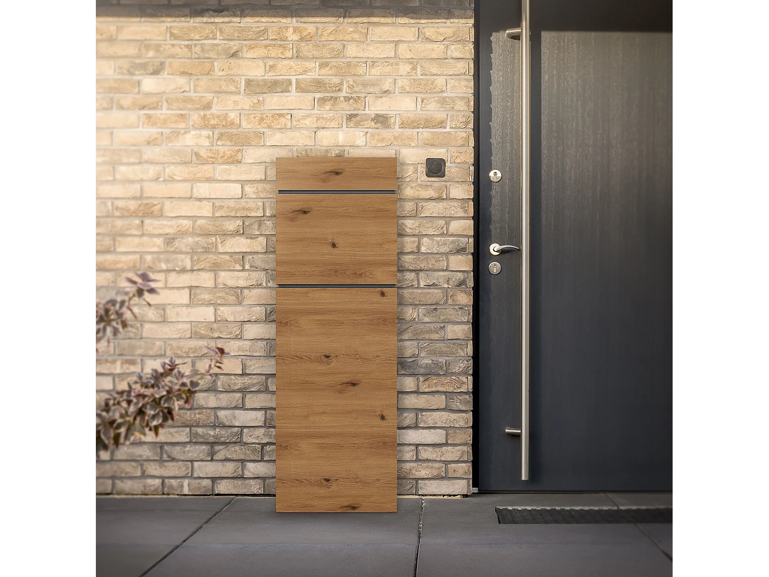 Boîte aux lettres sur pied acier brun aspect bois 39,5x14,1x115 cm boîte postale