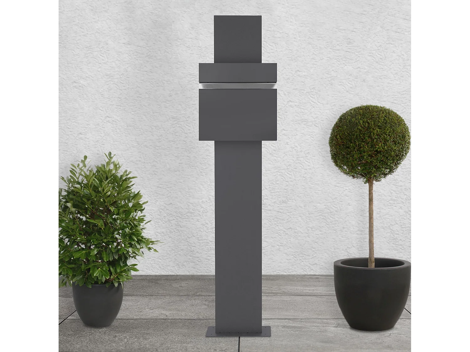 Cassetta per lettere autoportante antracite con scomparto per giornali 170 cm