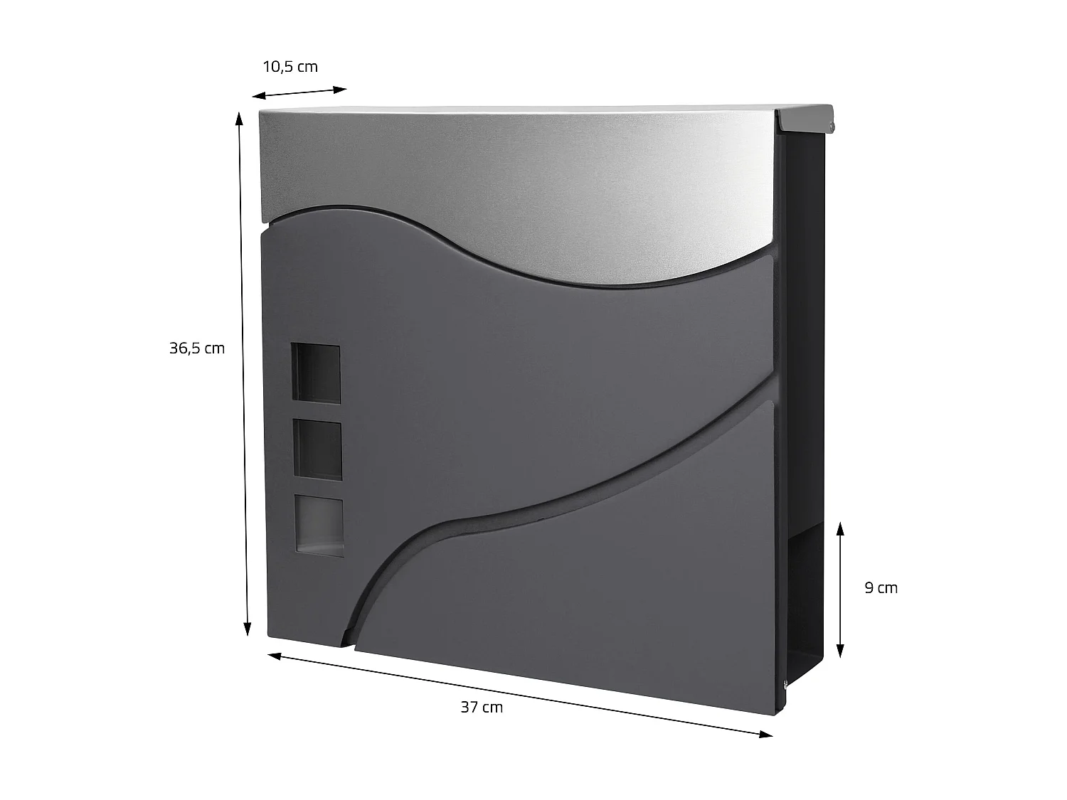 Cassetta per lettere con supporto 37x36,5 cm in acciaio inox antracite/argento
