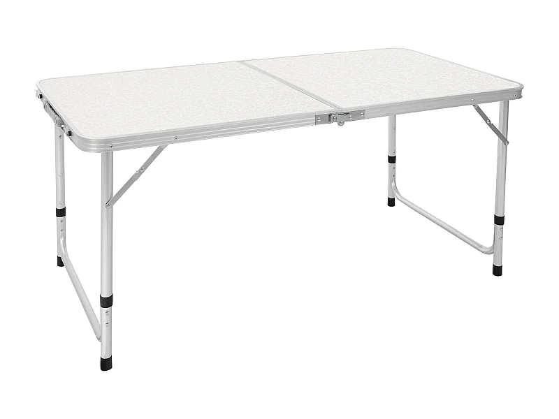 Table pliante de camping jardin pique-nique 120 cm blanc/crème en MDF/aluminium