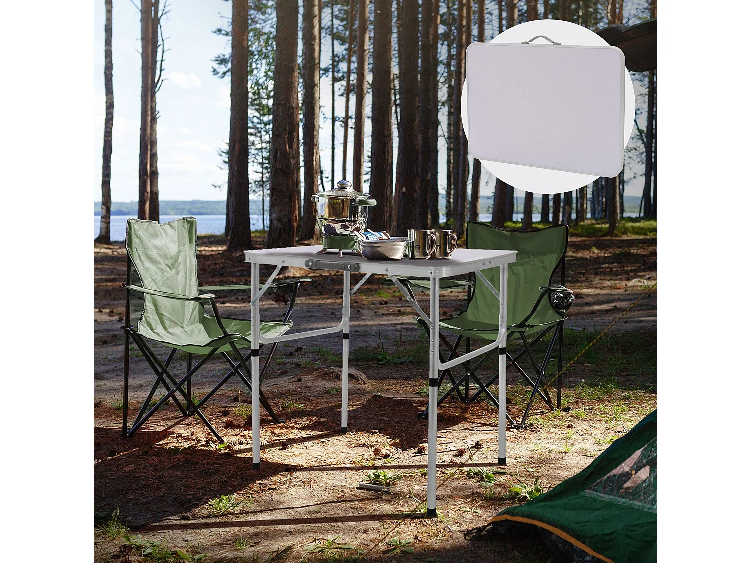 Tavolo pieghevole campeggio giardino terrazzo 75x55x68 cm in alluminio portatile