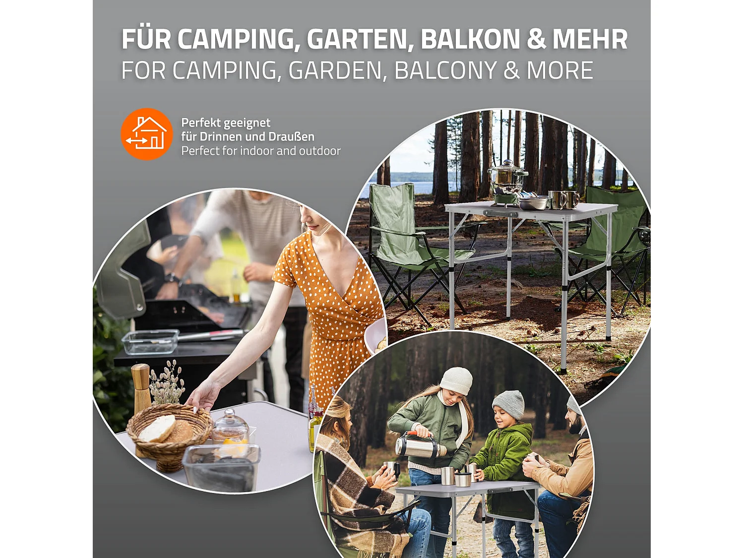 Tavolo pieghevole campeggio giardino terrazzo 75x55x68 cm in alluminio portatile