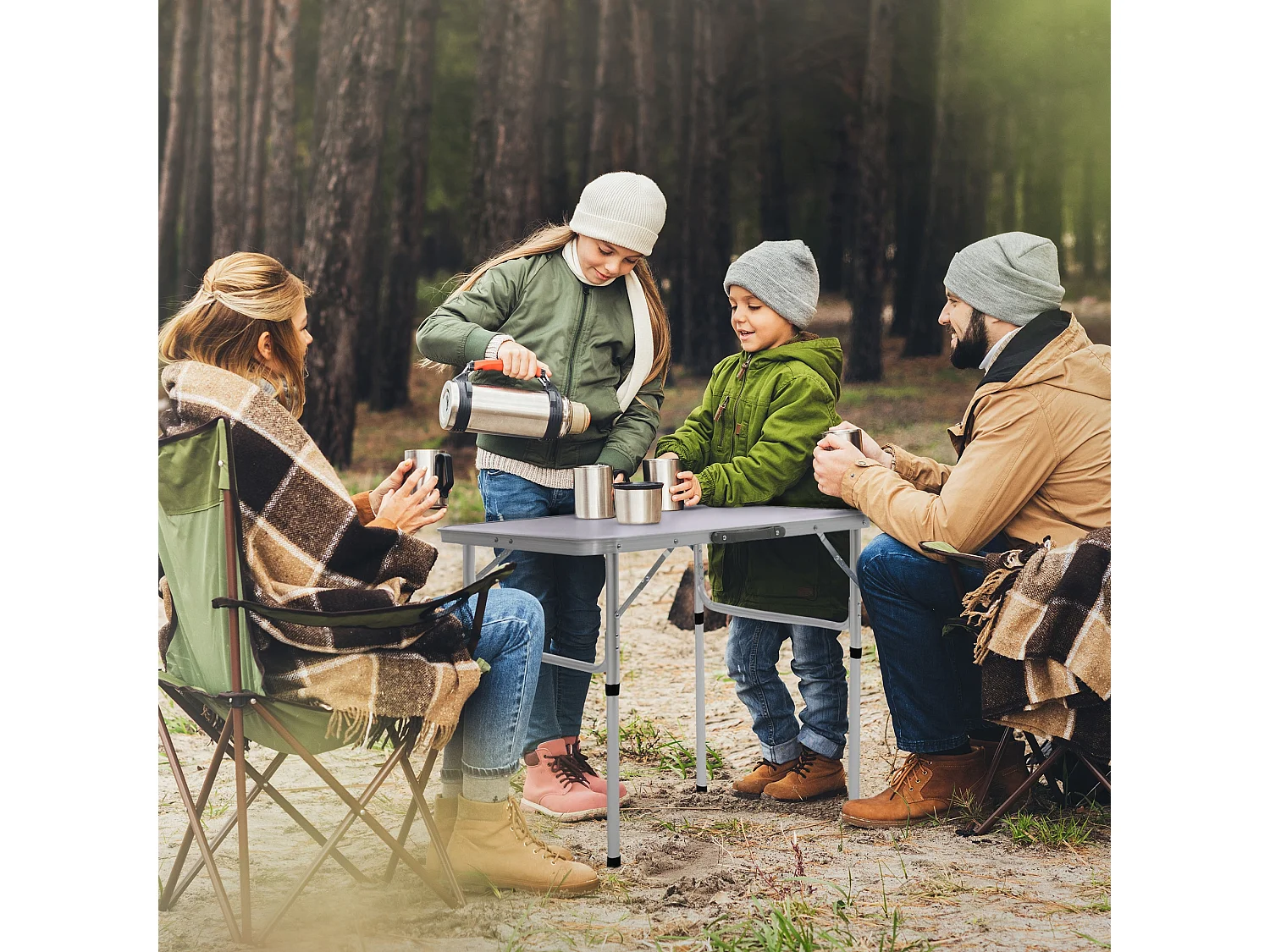 Tavolo pieghevole campeggio giardino terrazzo 75x55x68 cm in alluminio portatile