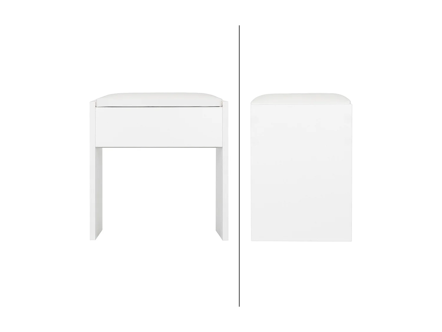 Tabouret de maquillage chaise table à cosmétique pouf en bois blanc avec coussin