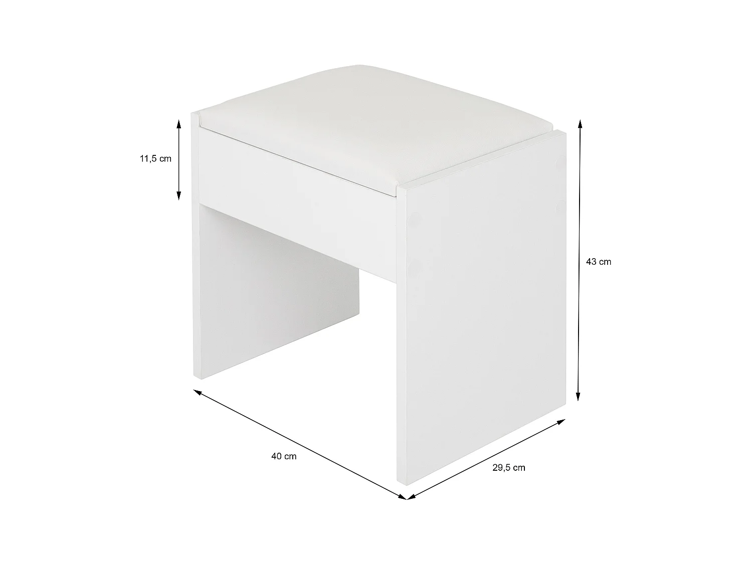 Tabouret de maquillage chaise table à cosmétique pouf en bois blanc avec coussin