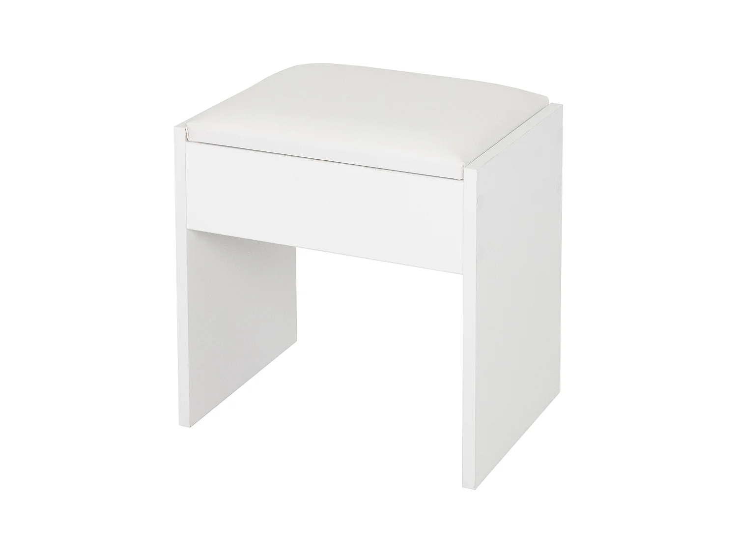 Sgabello da trucco toeletta poggiapiedi bianco in legno con cuscino imbottito