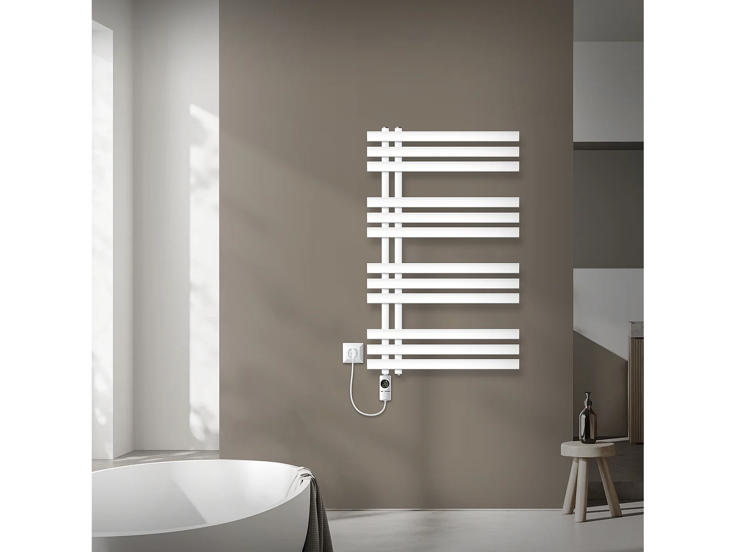 Radiador toallero Iron EM blanco 60x100 cm con resistencia 600W