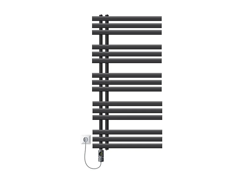 Radiador toallero eléctrico antracita 600 x 1200mm con elemento calefactor 1200W