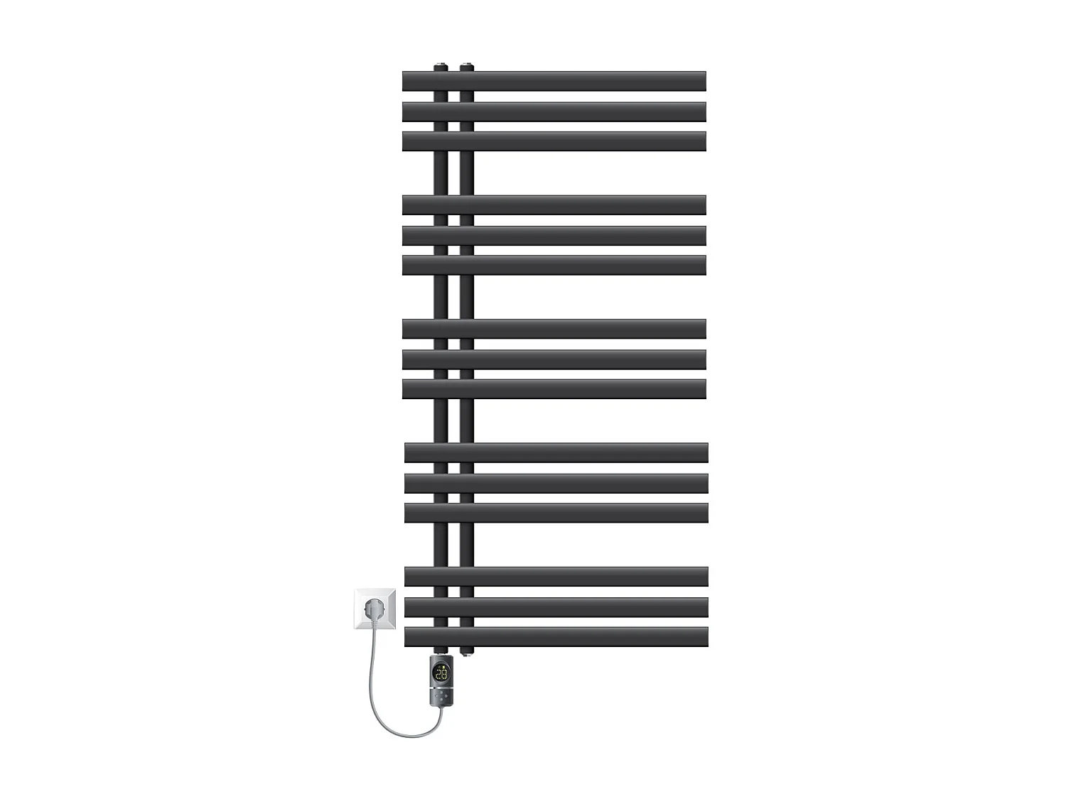 Radiador toallero eléctrico antracita 600 x 1200mm con elemento calefactor 1200W