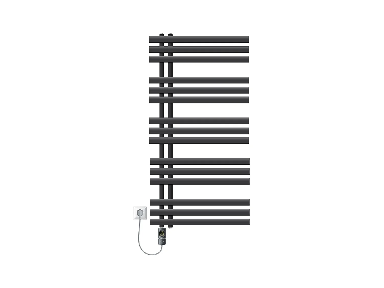 Radiateur salle de bain acier anthracite 60x120 cm avec élément chauffant 1200W