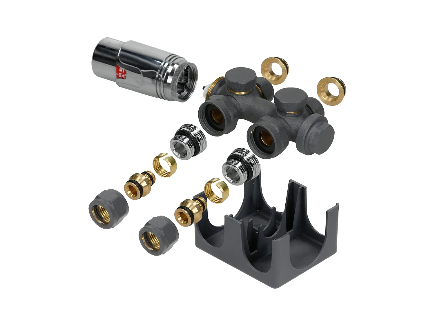 Radiateur sèche-serviette anthracite garniture raccordement universel 50x160 cm