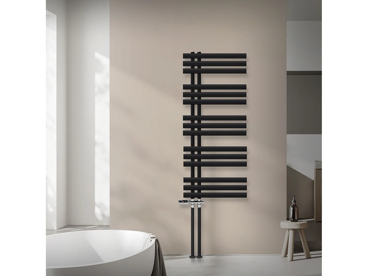 Iron EM Radiateur sèche-serviettes salle de bain en acier noir mat 500x1200 mm