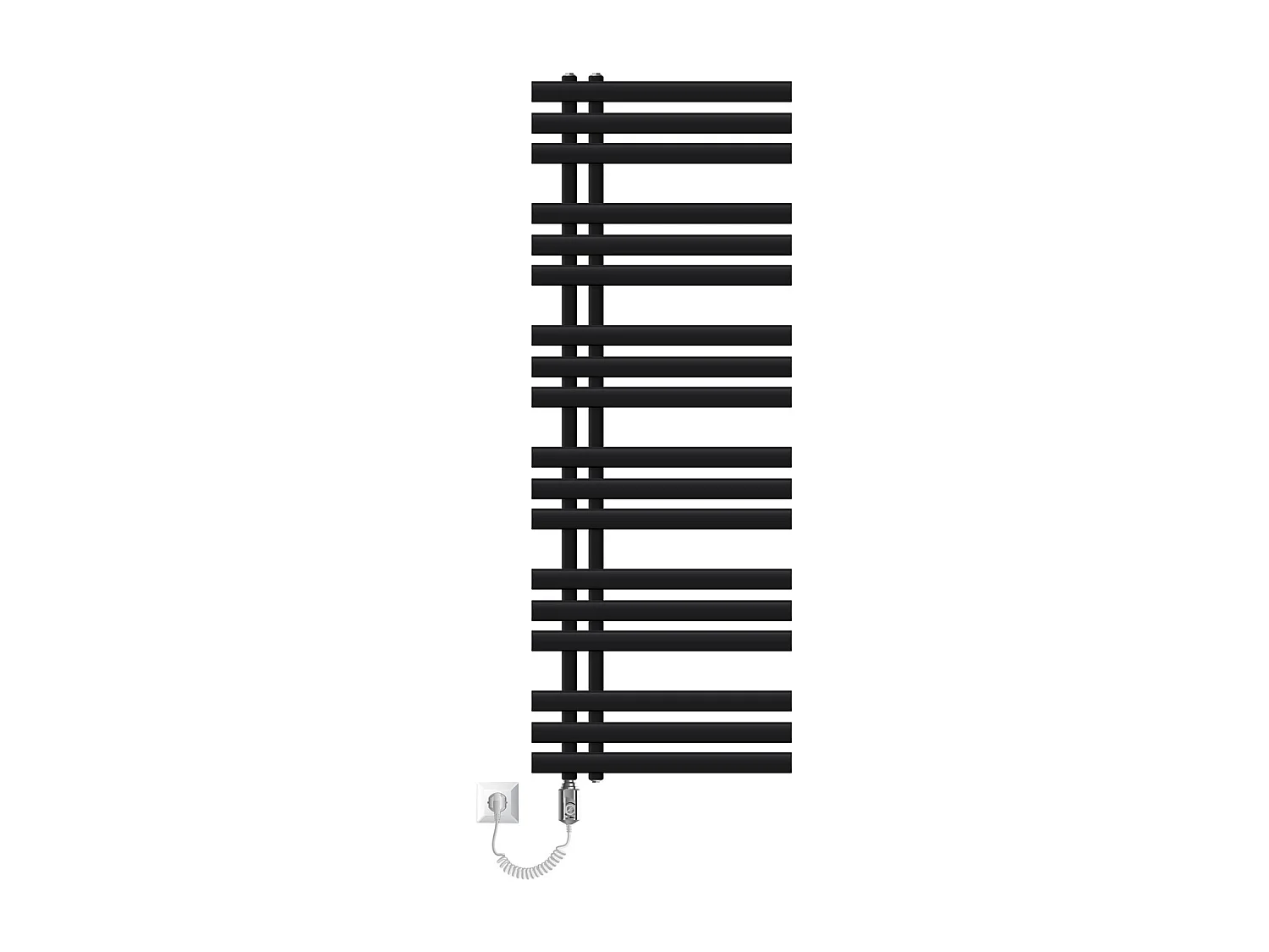 Radiateur sèche-serviettes de salle de bain noir 50x140 cm avec résistance 1200W