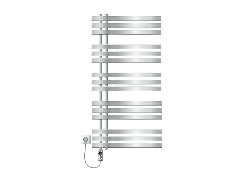 Radiatore elettrico da bagno acciaio cromato 60x120cm elemento riscaldante 1200W