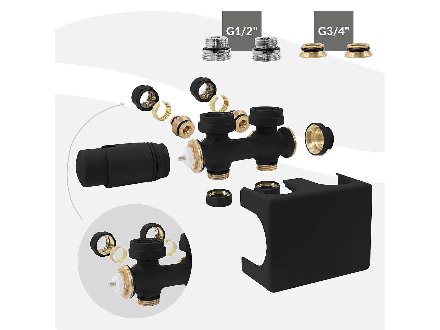 Iron EM Radiateur sèche-serviettes salle de bain en acier noir mat 600x1000 mm