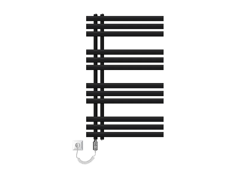 Radiateur sèche-serviettes de salle de bain noir 60x100 cm avec résistance 300W