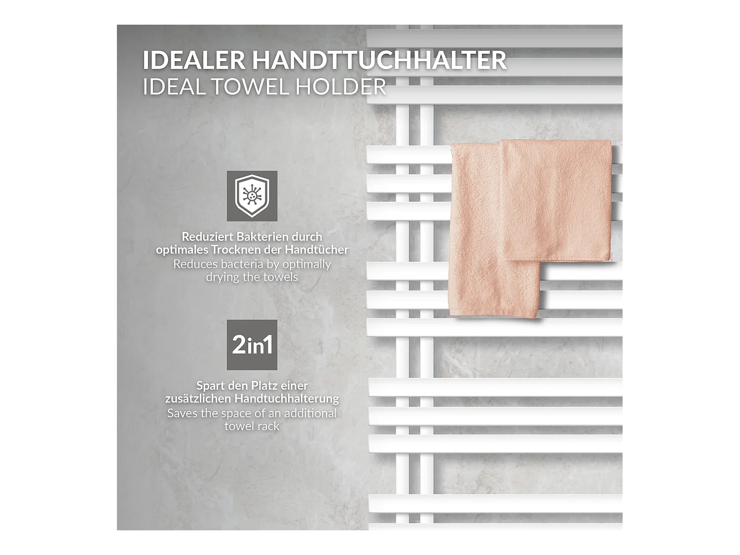 Radiateur de salle de bain sèche-serviette blanc raccordement au sol 50x140 cm