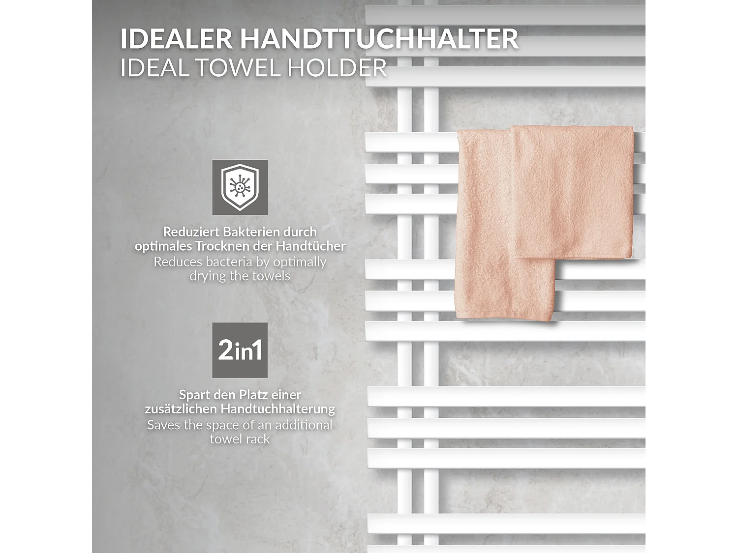 Radiateur de salle de bain sèche-serviette blanc raccordement au sol 50x140 cm