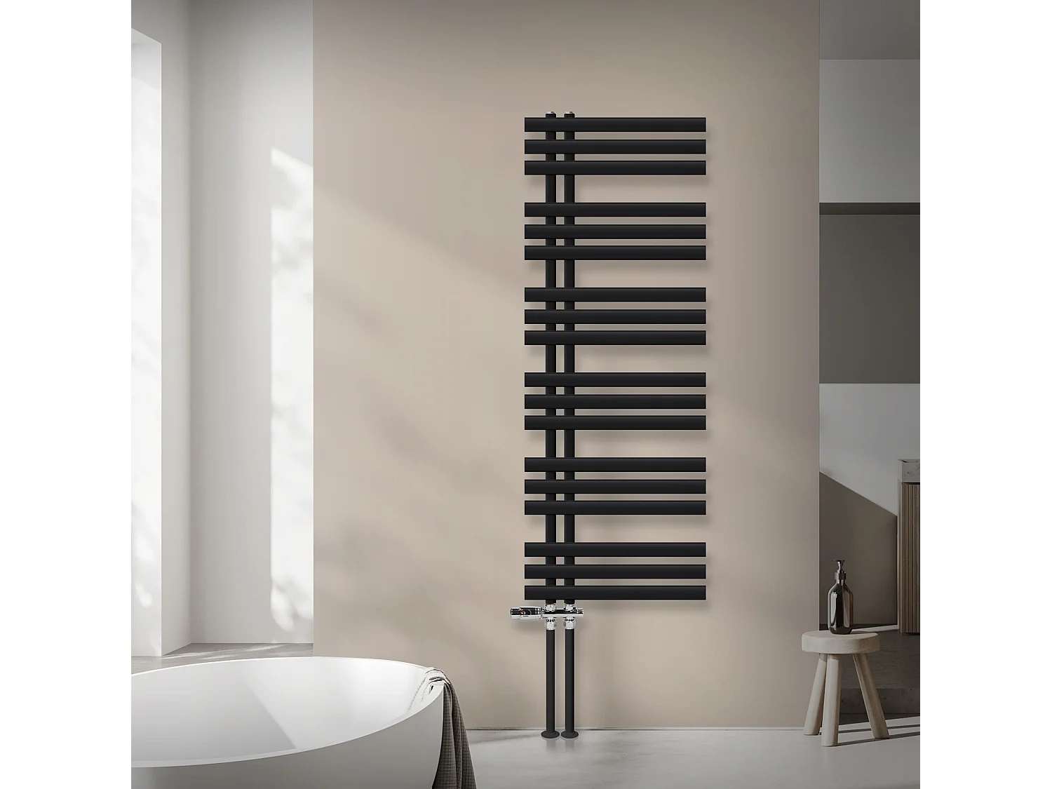 Radiatore EM in ferro Radiatore per asciugamani Radiatore per bagno nero 500x140