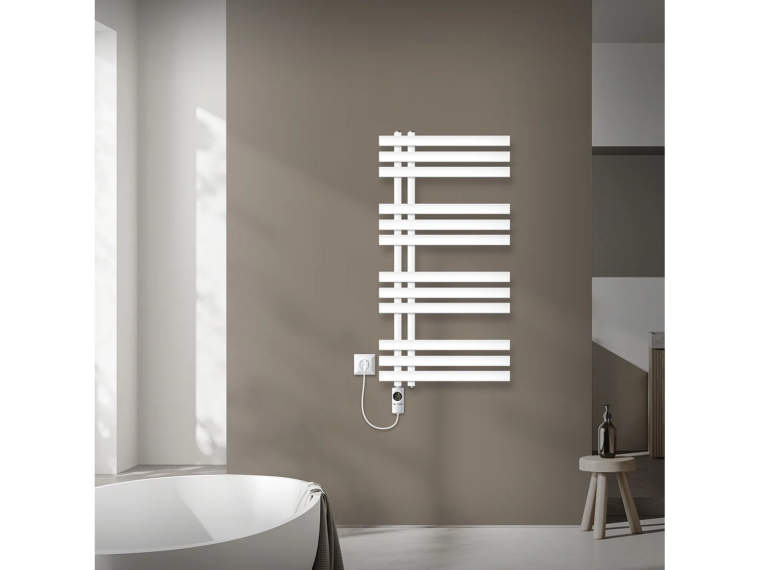 Iron EM radiateur sèche-serviettes blanc 50x100 cm avec élément chauffant 600W