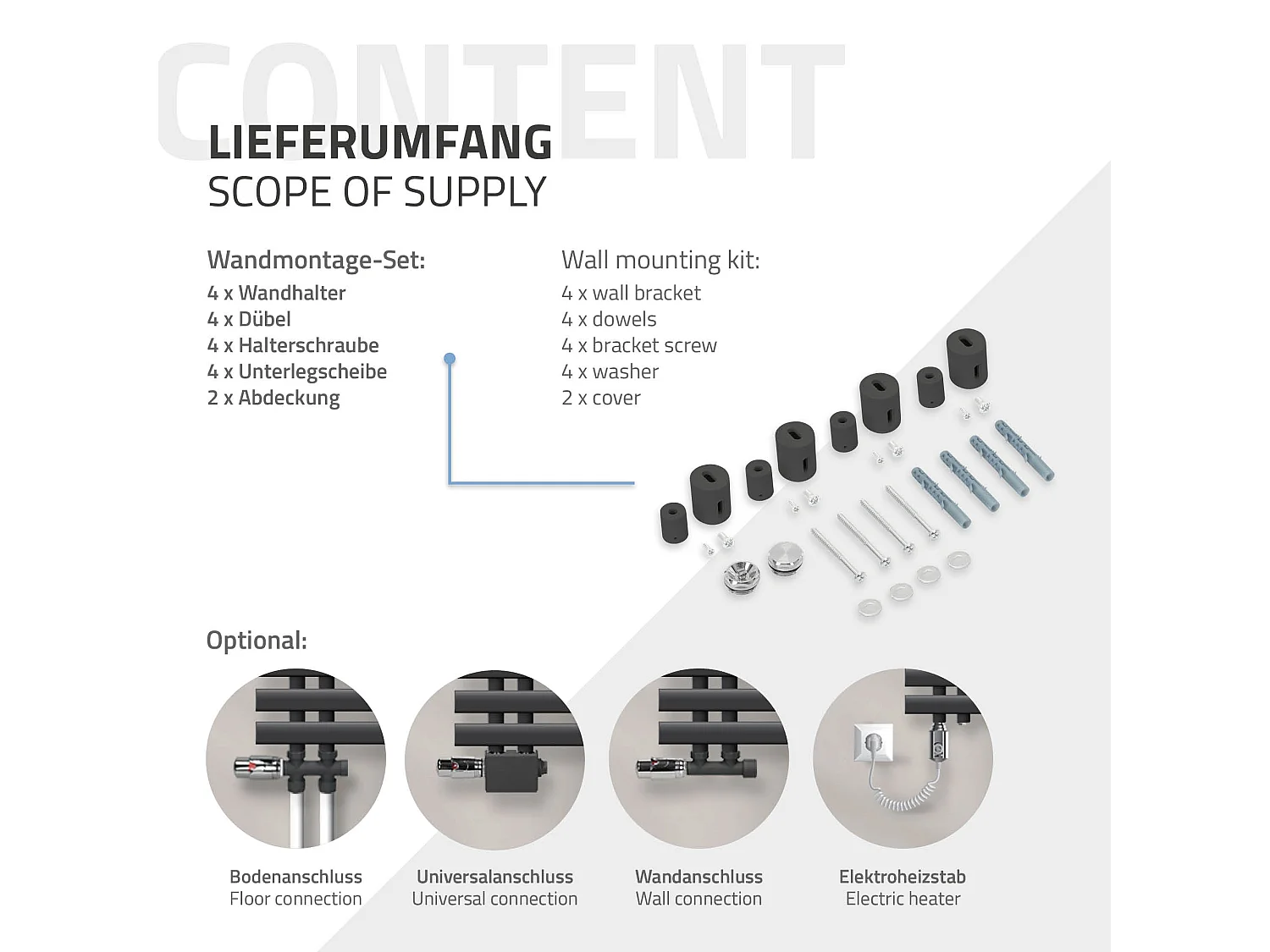 Radiatore Iron EM calorifero termosifone antracite raccordo universale 60x160 cm