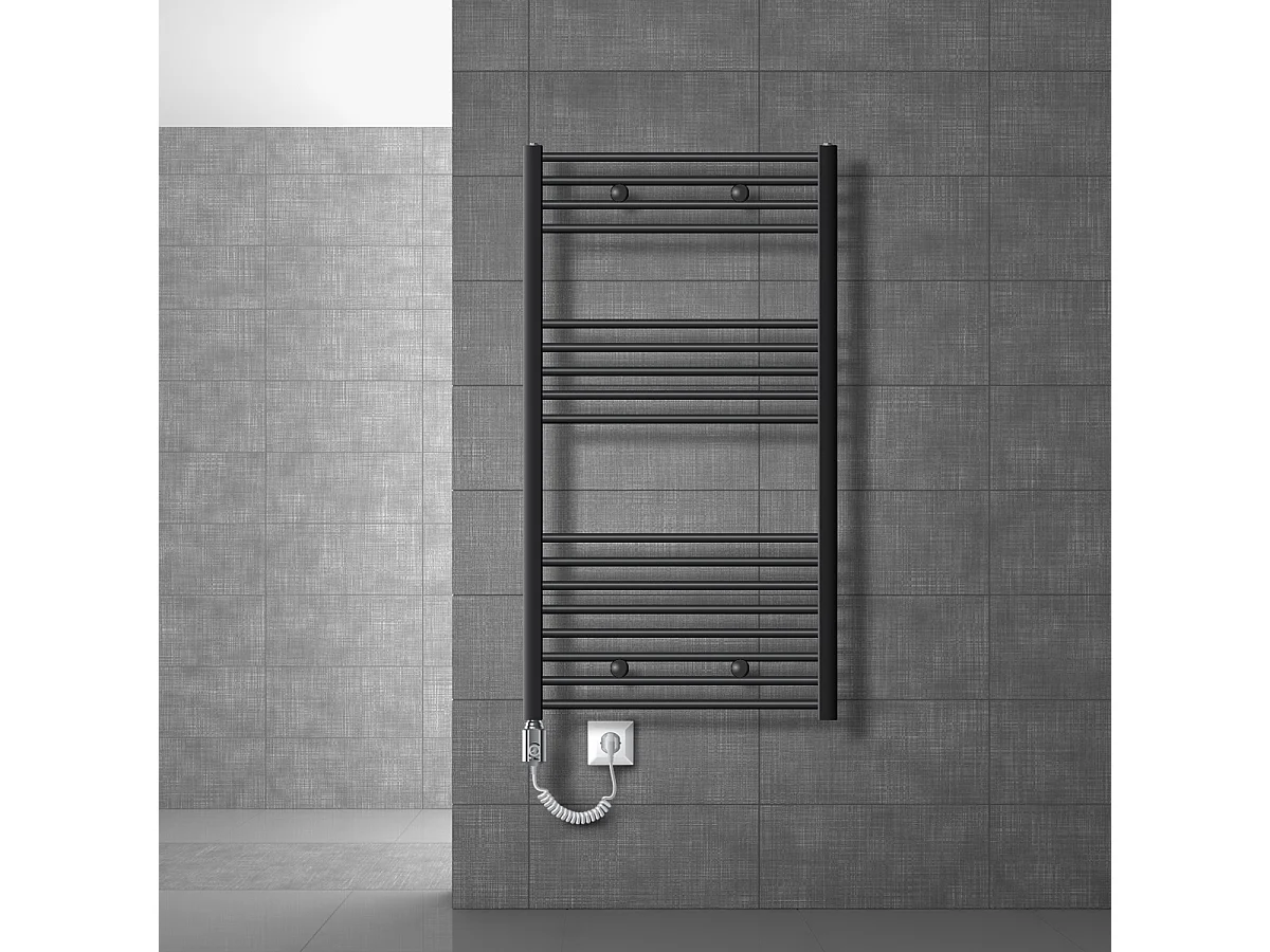 Radiatore elettrico LuxeBath Sahara 750x1200mm, antracite, scaldasalviette a pannello, attacco lato destro