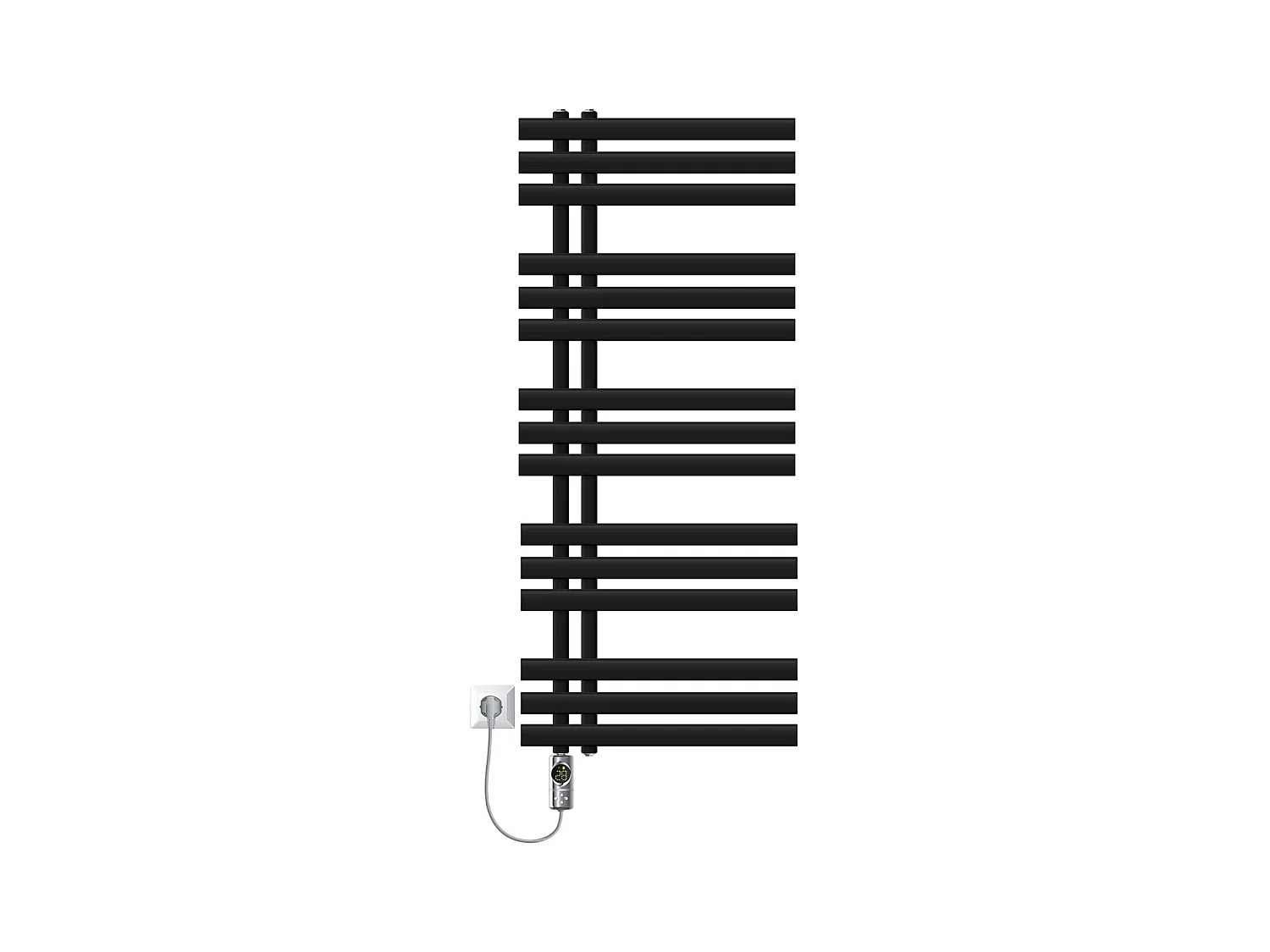 Radiador toallero eléctrico negro mate 500x1200 mm con elemento calefactor 1200W