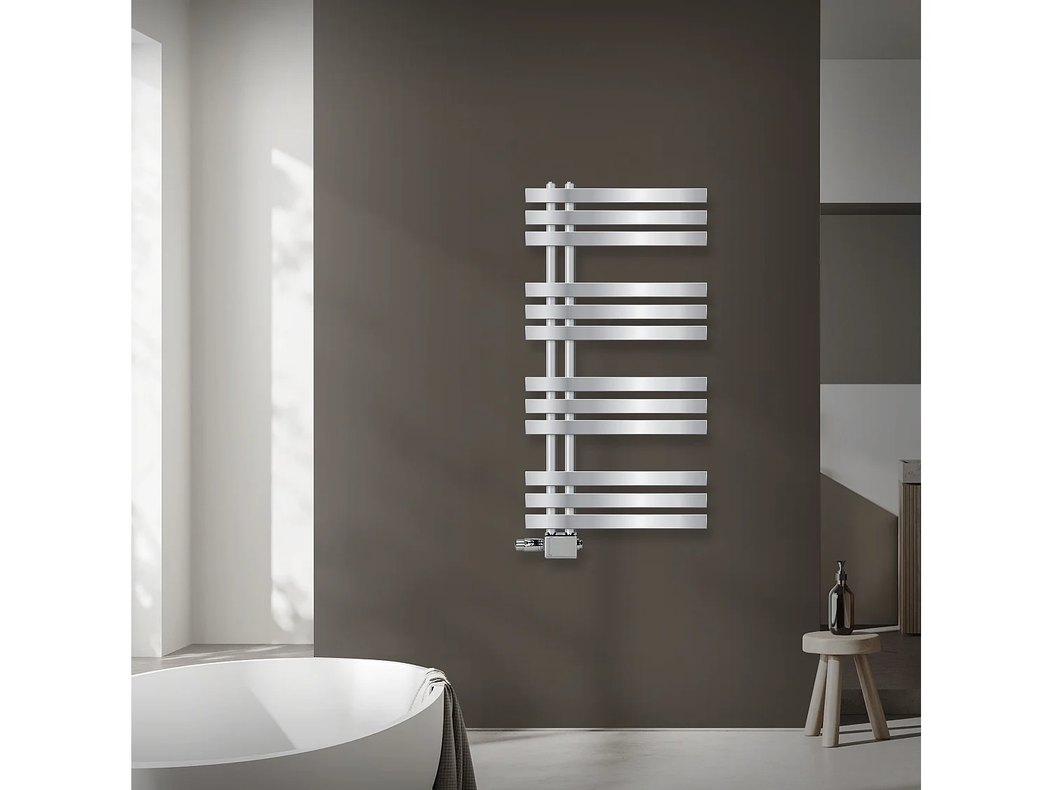 Radiateur de salle de bain Iron EM chrome 50x100 cm garniture de raccord central