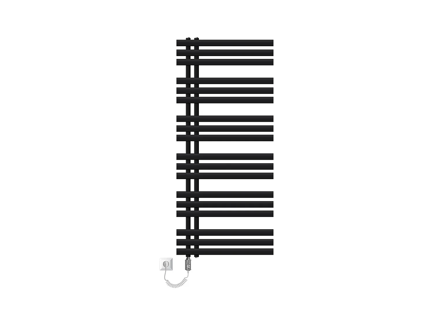 Radiador toallero eléctrico negro mate 600x1400mm con elemento calefactor 1200W