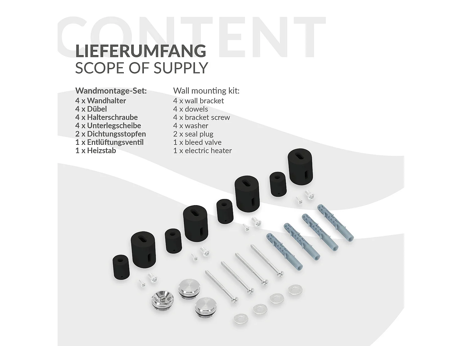 Radiateur design Iron EM noir mat en acier 60x140 cm avec tige chauffante 1200W