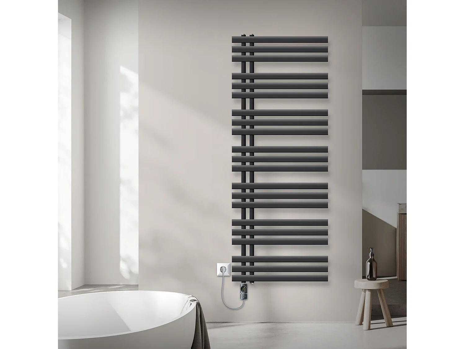 Radiateur design Iron EM anthracite 60x160 cm avec tige élément chauffant 1200 W