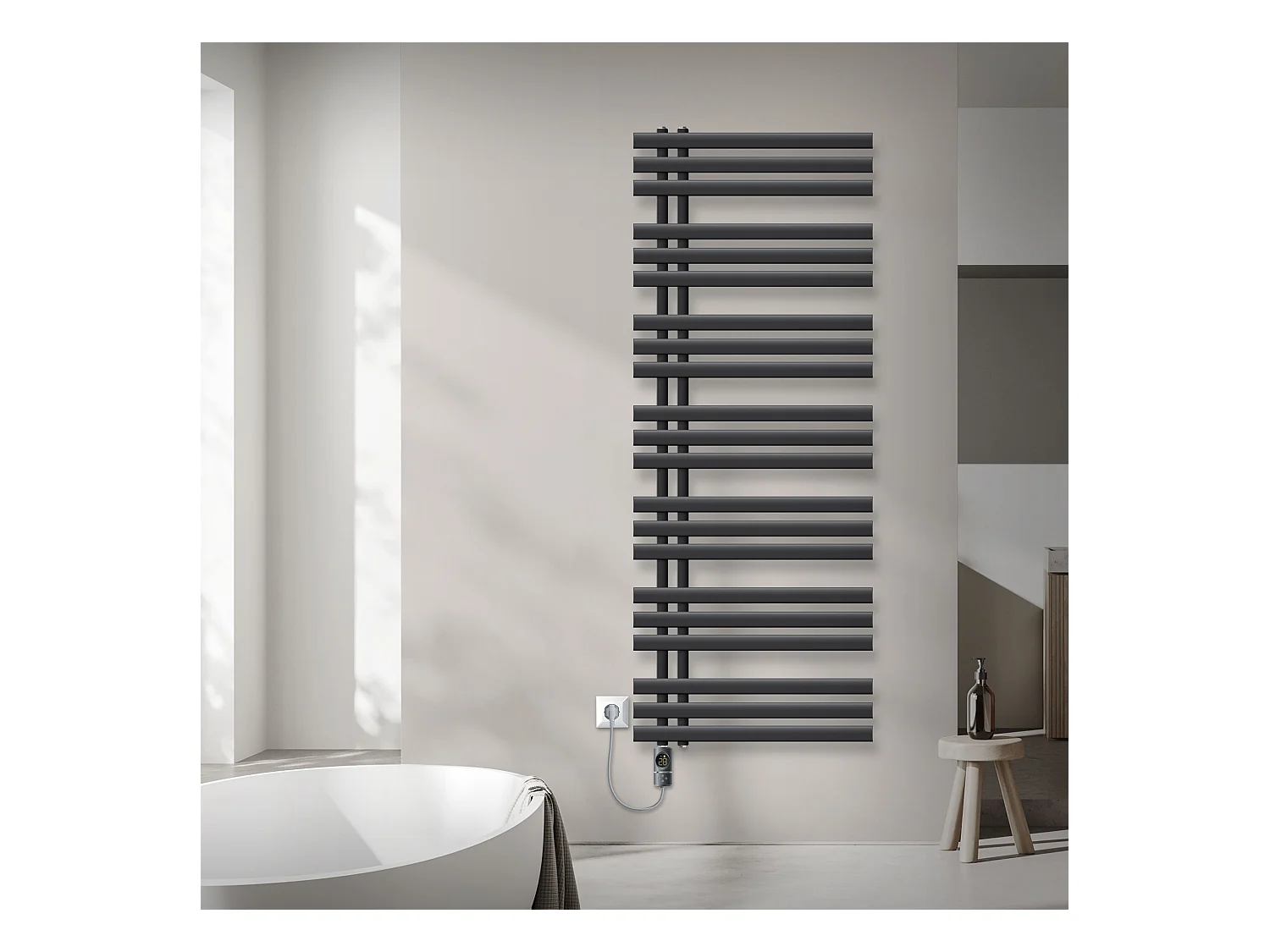 Radiateur design Iron EM anthracite 60x160 cm avec tige élément chauffant 1200 W