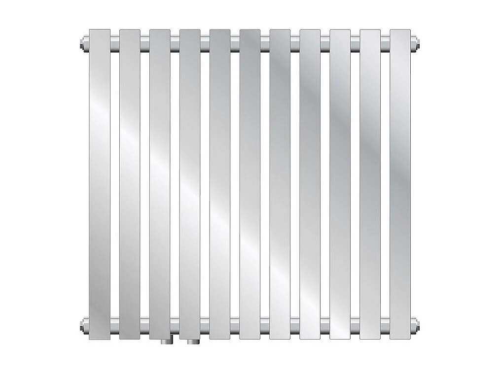 Radiateur de salle de bain horizontal chrome en acier raccord au bas 640x600 mm