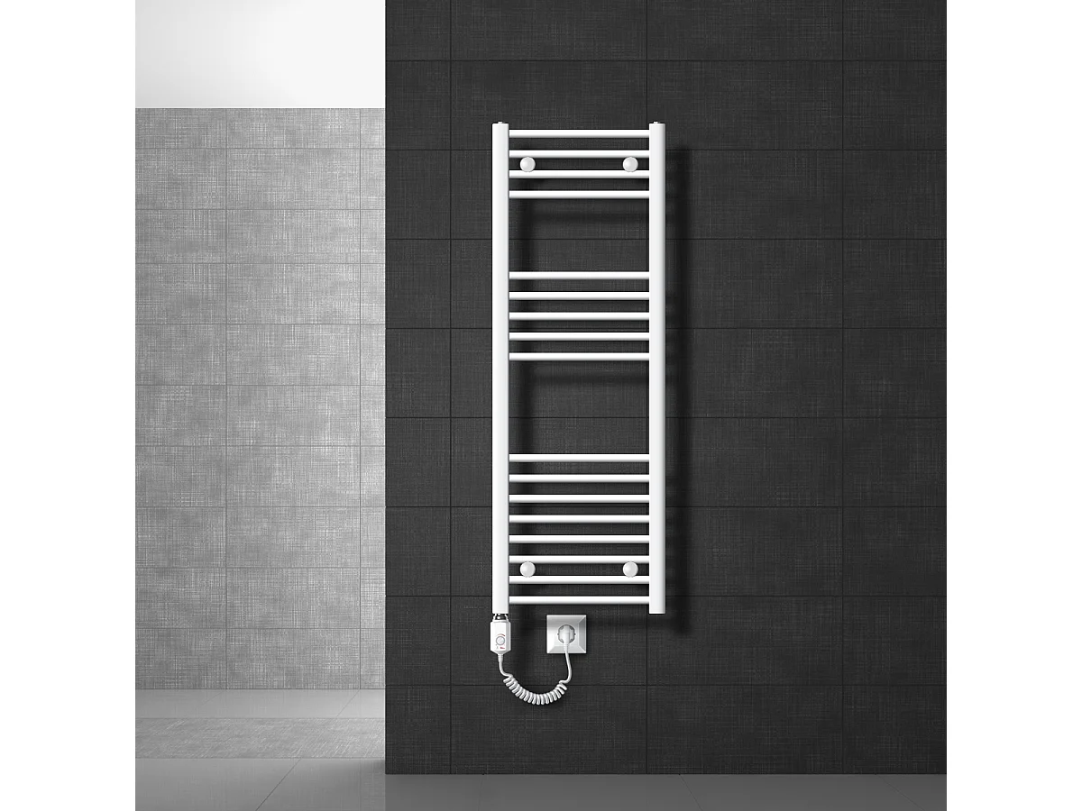 Radiatore elettrico per bagno LuxeBath Sahara 400x1200mm Bianco Attacco lato destro Elemento riscaldante 1200W