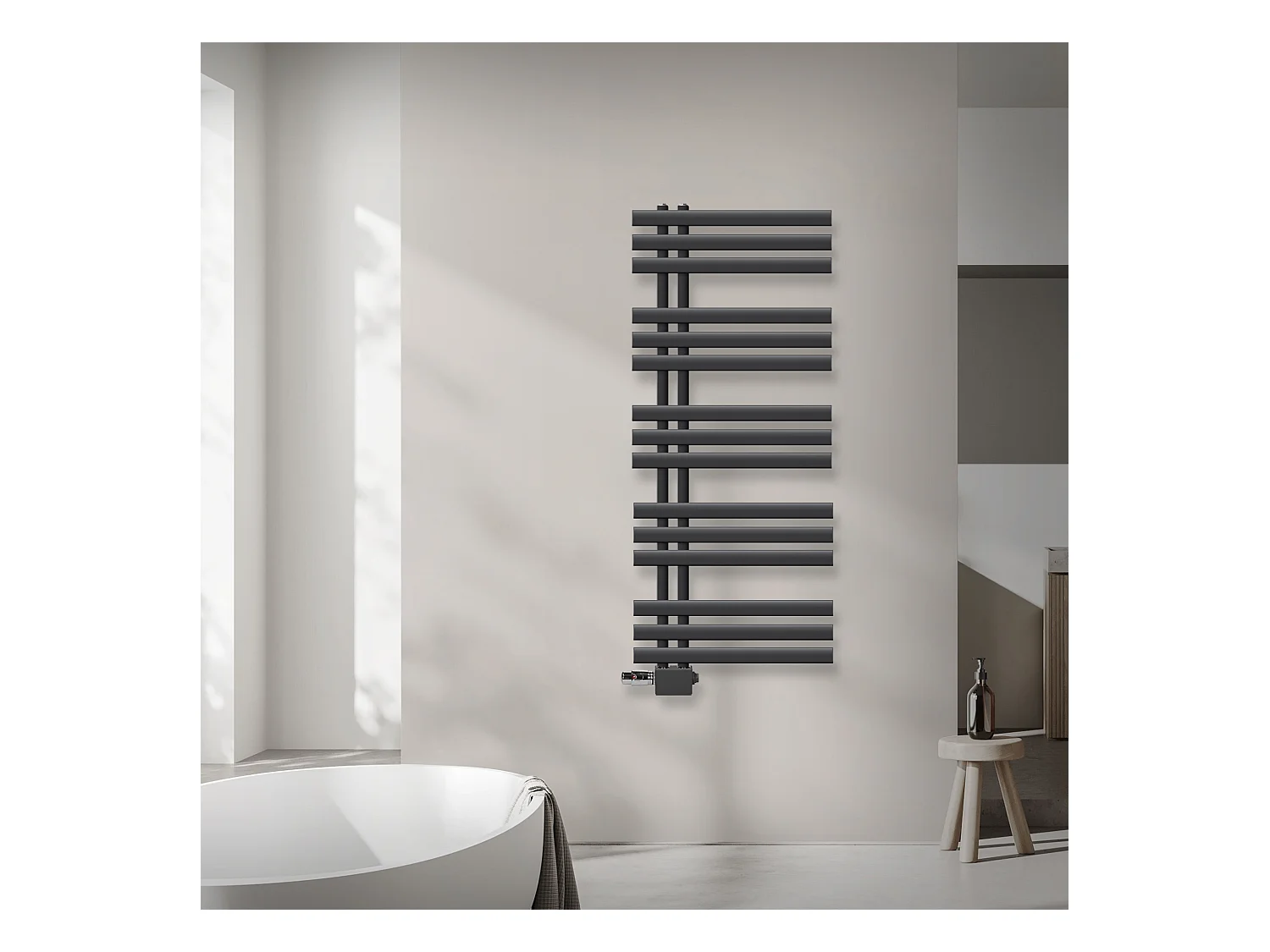 Radiateur sèche-serviettes anthracite raccordement universel 500 x 1200 mm