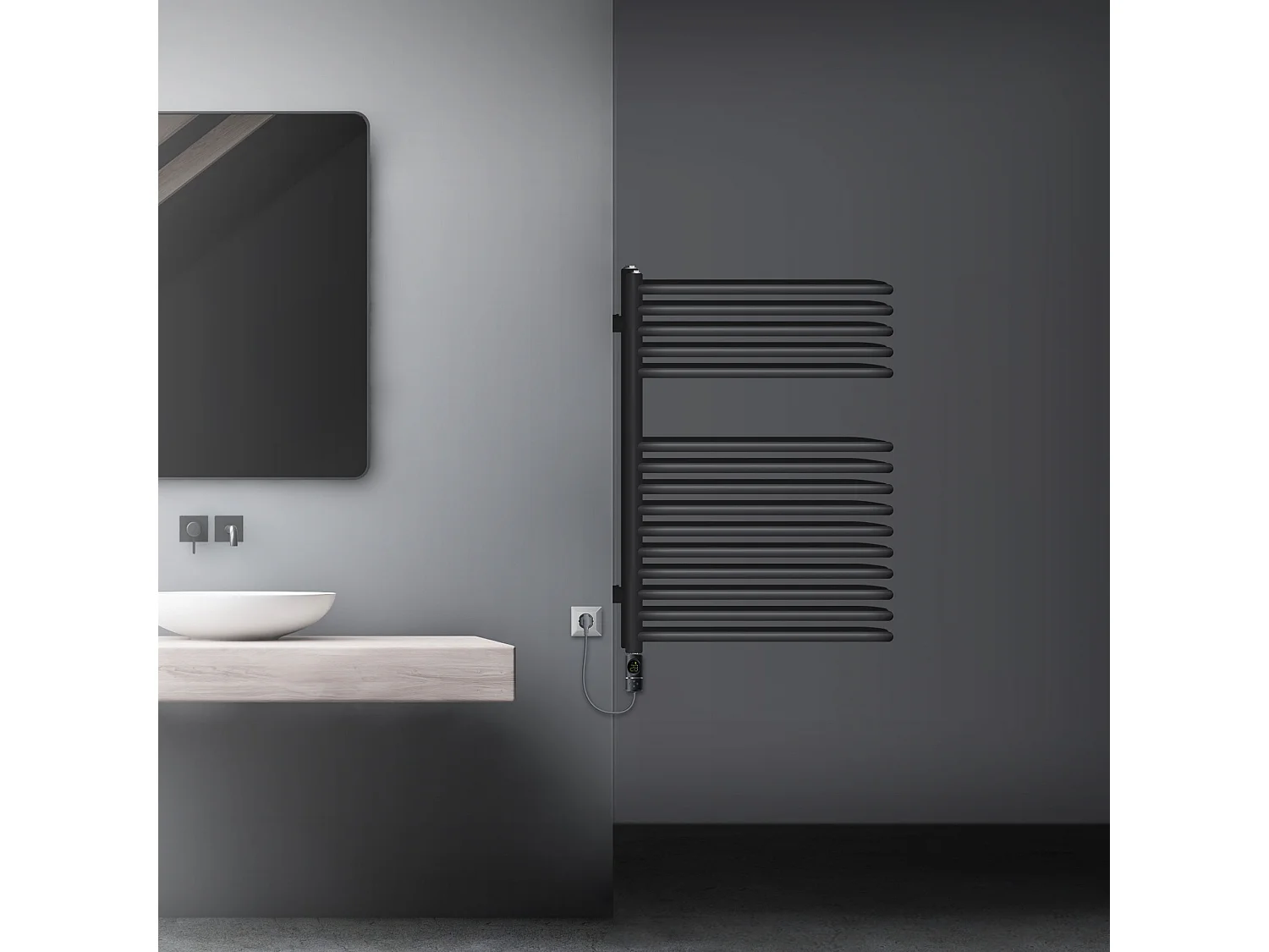 Radiatore elettrico termosifone 300W calorifero moderno antracite 50 x 80 cm