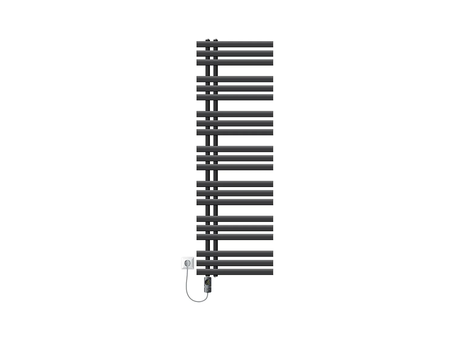 Radiateur de salle de bain acier anthracite 50x160cm avec élément chauffant 900W