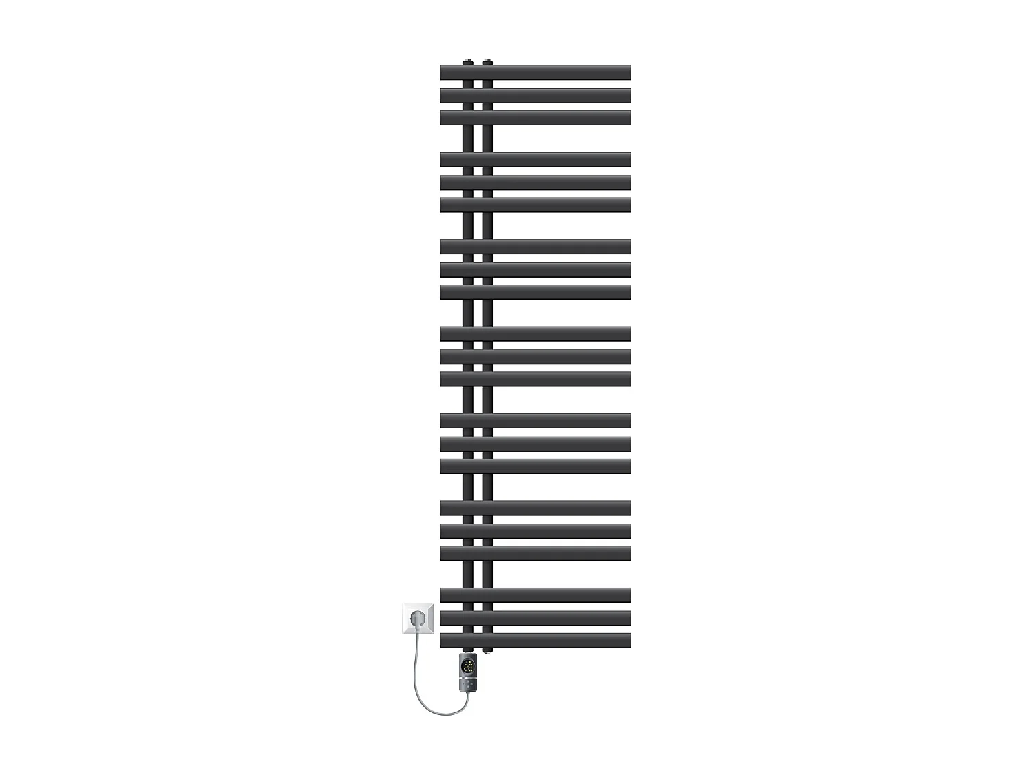 Radiateur de salle de bain acier anthracite50x160cm avec élément chauffant 1200W