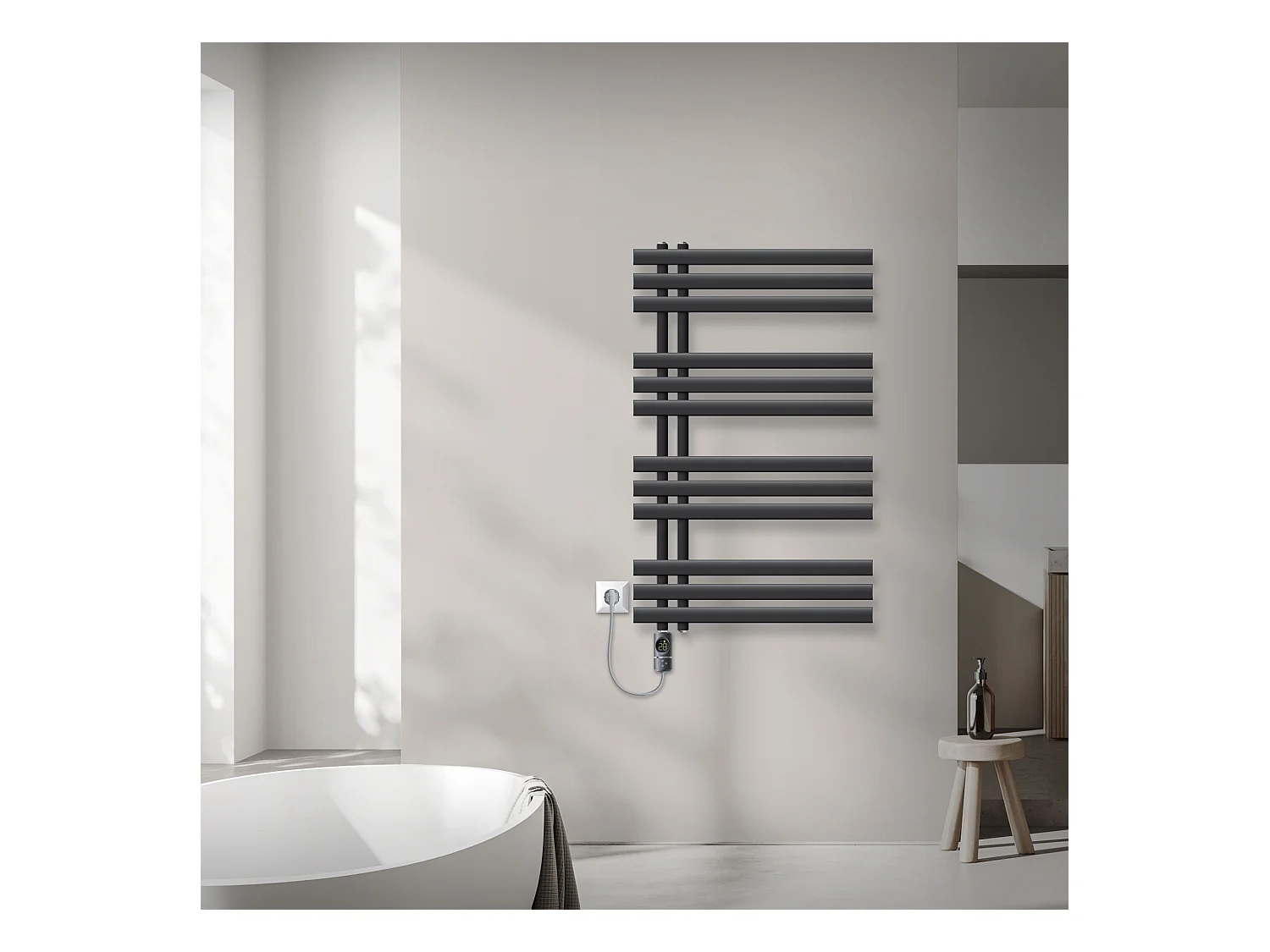 Iron EM radiateur sèche-serviettes anthracite 60x100 cm élément chauffant 300W
