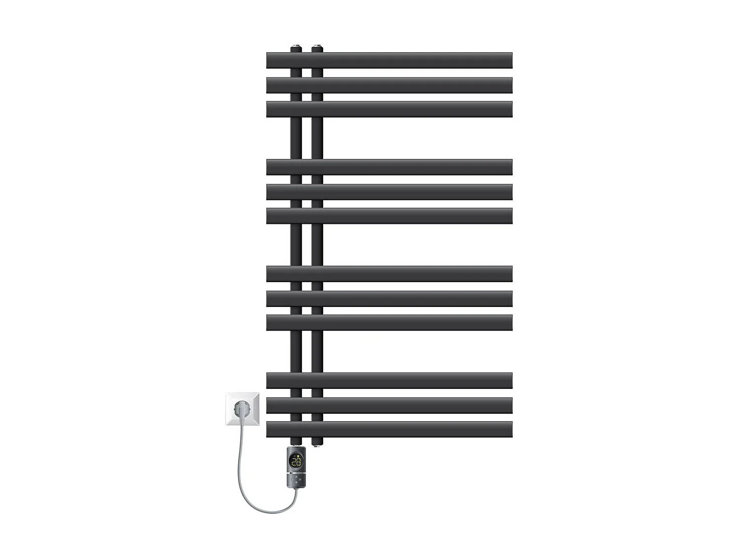 Radiador toallero eléctrico antracita 600 x 1000 mm con elemento calefactor 300W