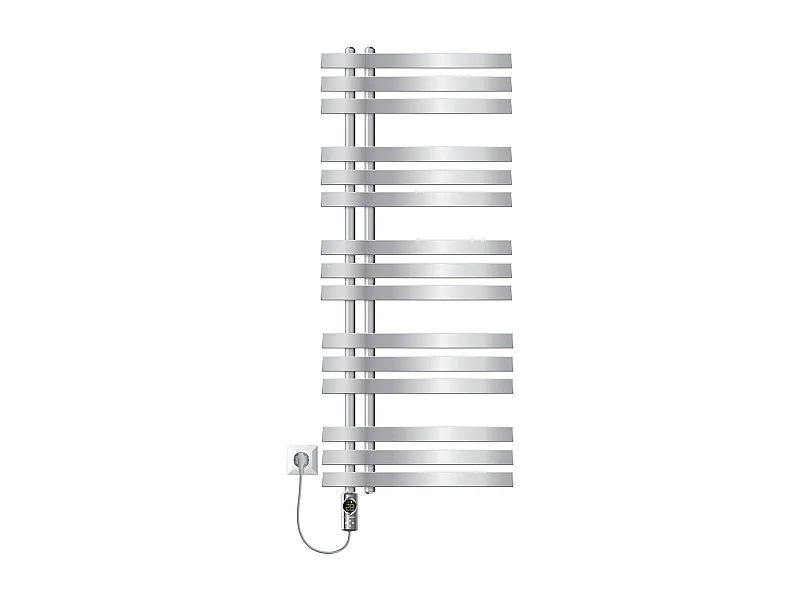 Radiateur sèche-serviettes en acier chrome 50x120cm avec élément chauffant 1200W