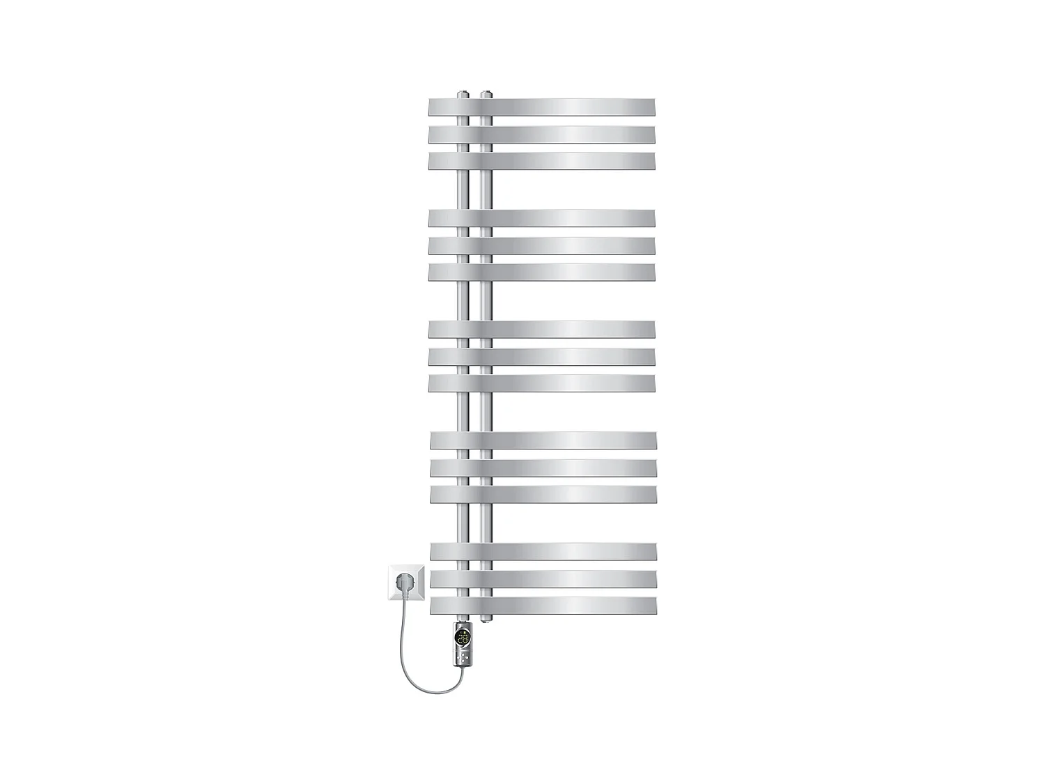 Radiateur sèche-serviettes en acier chrome 50x120cm avec élément chauffant 1200W